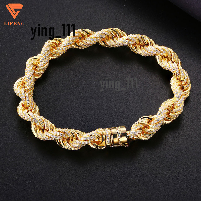 Cuban Link Chain Moissanite Vvs Diamond 10mm Wide Rope Ice Out Necklace Mens 925 Sterling Silver Twist Bracelet