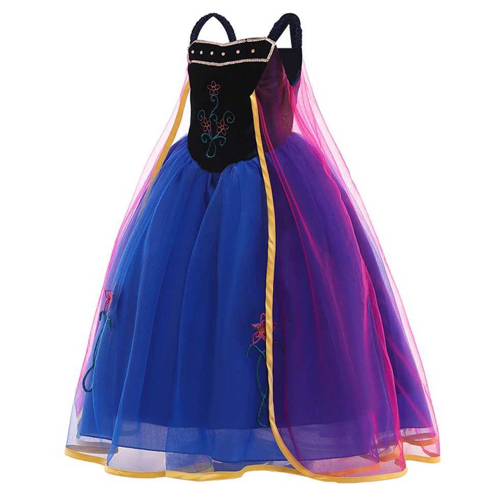 Disney Anna cosplay princess dress girl fantasy Vestido childrens birthday charm costume childrens Halloween carnival birthday party costumeXJ250411
