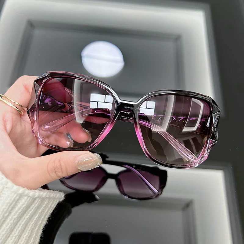 Vintage Oversized Sunglasses Women Brand Big Frame Retro Sun Glasses Female Fashion Shades Black Gradient Z250411