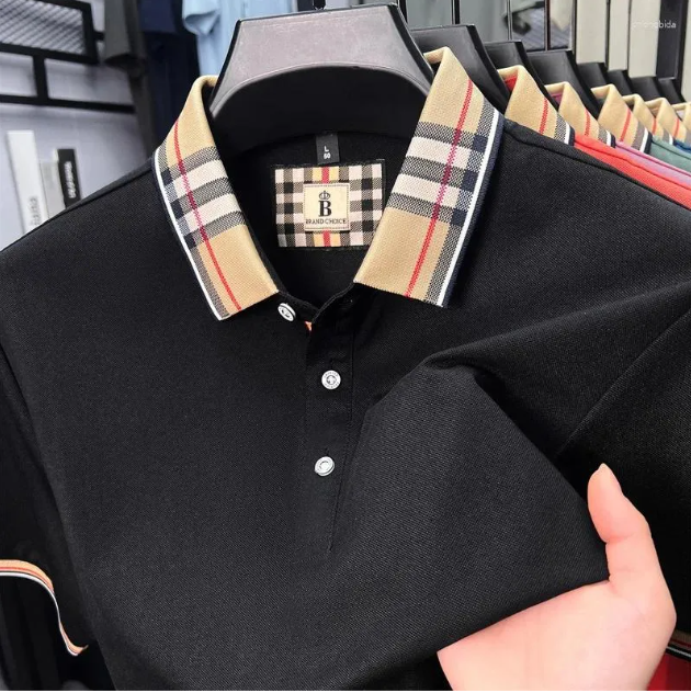 Men's Polos Luxury Long Sleeve Polo Shirt Men Fashionable Simple Solid Color Winter Mercerized Pure Cotton Breathable Casual Lapel T