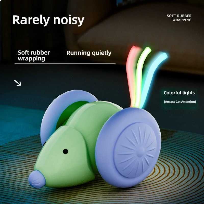Pet Toy Interactive Cat Toy Electric Mouse Car - Silent Automatic Teaser with Intelligent Obstacle Avoidance for Pet Toys Y250412