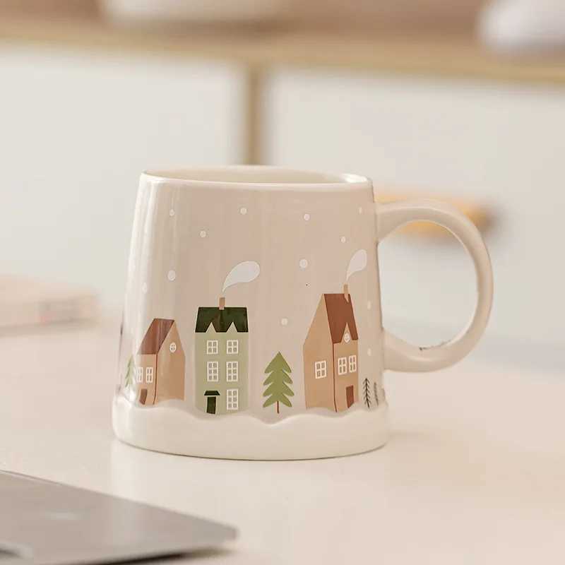 Christmas 1PC Large Capacity Ceramic Christmas Mug Holiday Theme Home Life Xmas Christmas Mug Festival Themed Supplies Y251112
