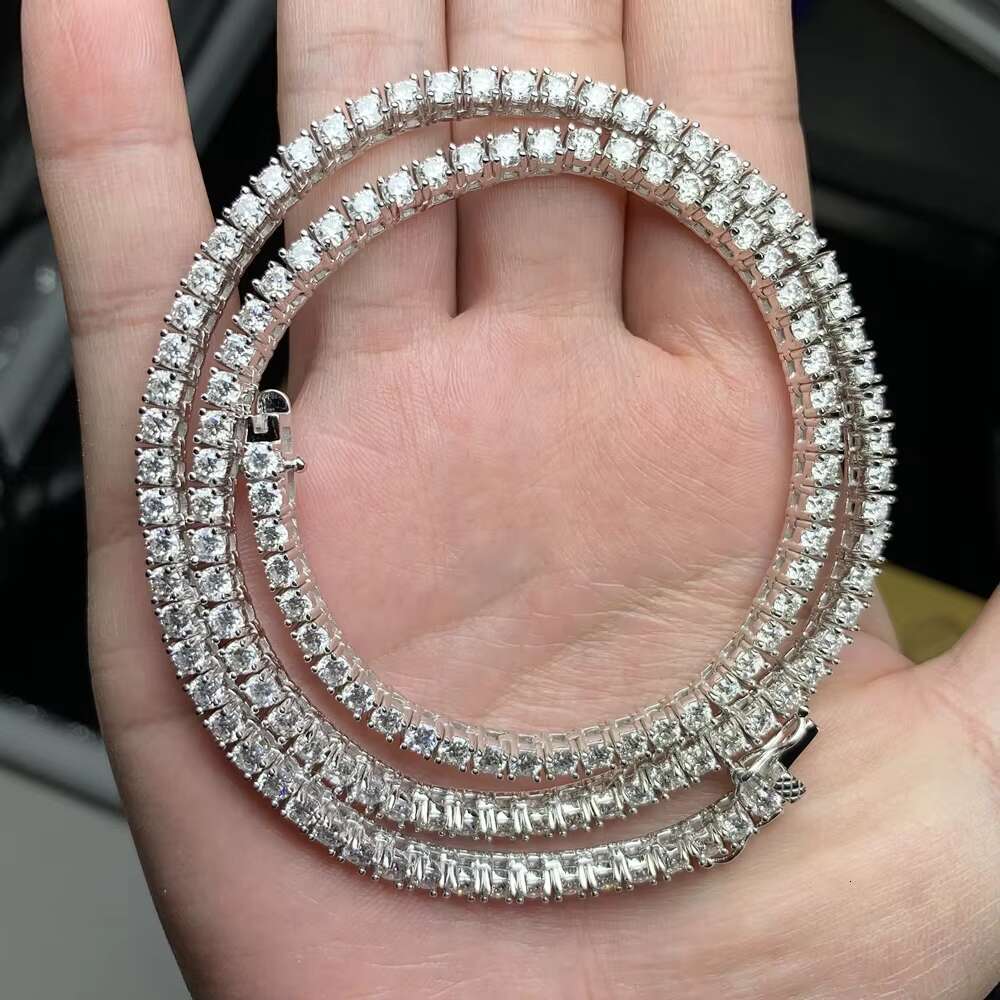 MOISSANITE S925 Hip Hop Chain Sterling Silver Iced Out Jewelry Diamond Chain MOISSANITE Necklace