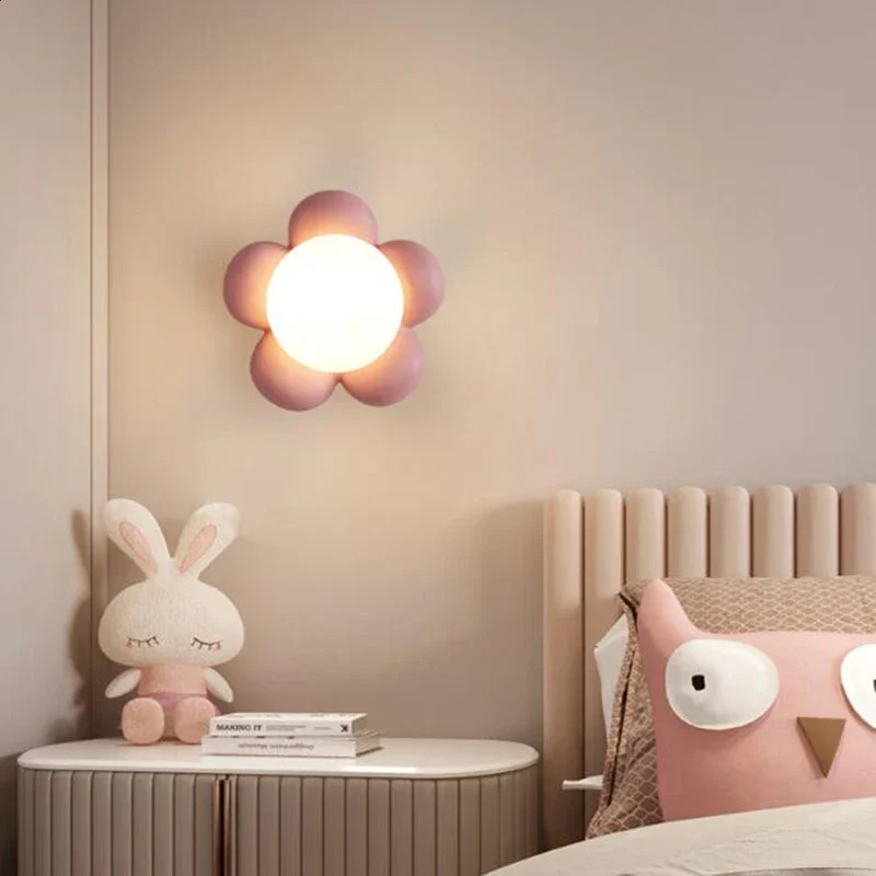 Rural style simple and warm floral wall lamp Nordic creative for childrens rooms study rooms bedrooms bedside lamps 250411