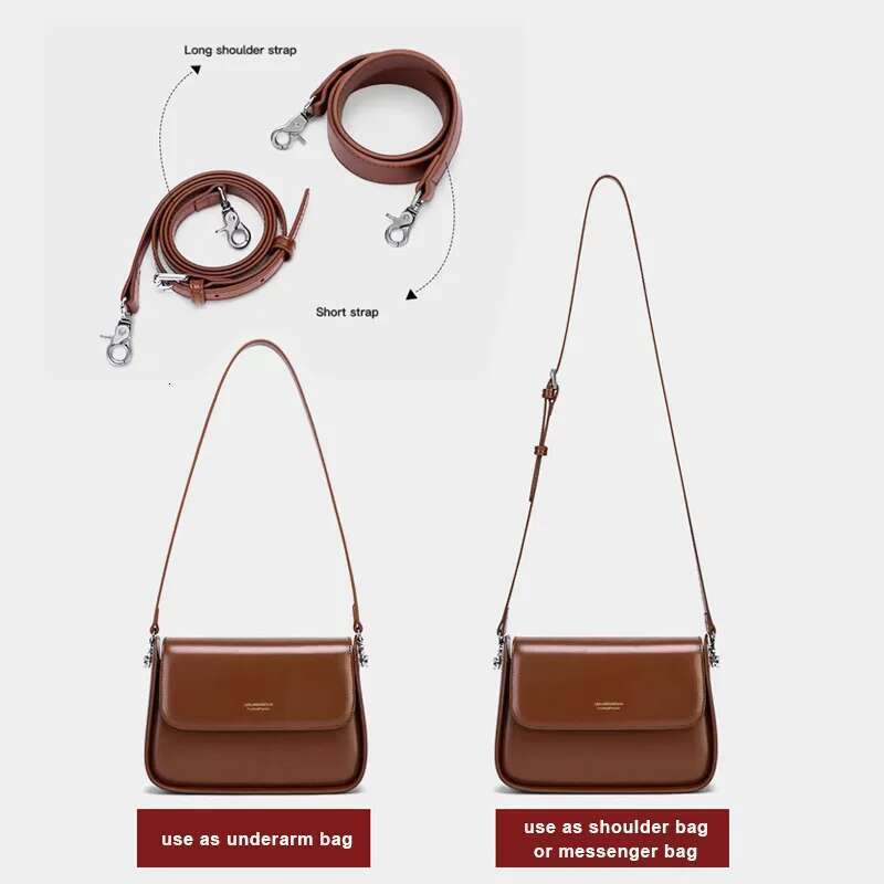 Women's Female Elegant Saddle Shoulder Bag 2024 New Fashion Textured Niche Design Cowhide Split Leather Crossbody Messenger