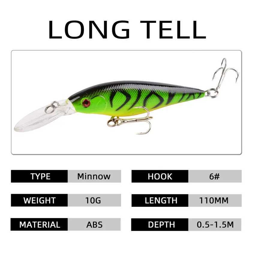1pcs Minnow Fishing lure Pike Fake Bait Minnows 11cm 10.5g Wobbler Crankbait Trout Carp Fishing Lures Swimbait Tackle Z250411
