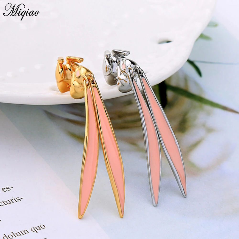 Miqiao 2PCS Fashion Explosion Style Stainless Steel Cute Rabbit Girl Heart shaped Stud Earrings Perforated Jewelry 250409