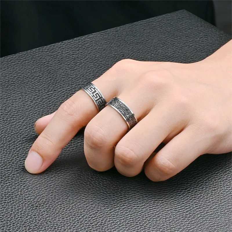 New Titanium Steel Mens Ring Vintage Style Handmade Handsome Fashion Terence Mens Ring Fathers Day Gift 2024XJ250412
