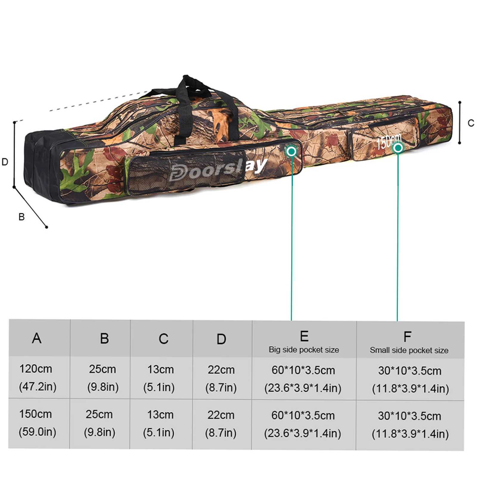 Doorslay 3 Layers Fishing Bag Portable Folding Fishing Rod Reel Bag Fishing Tackle Carry Bag Case Travel Storage Bag Z250411