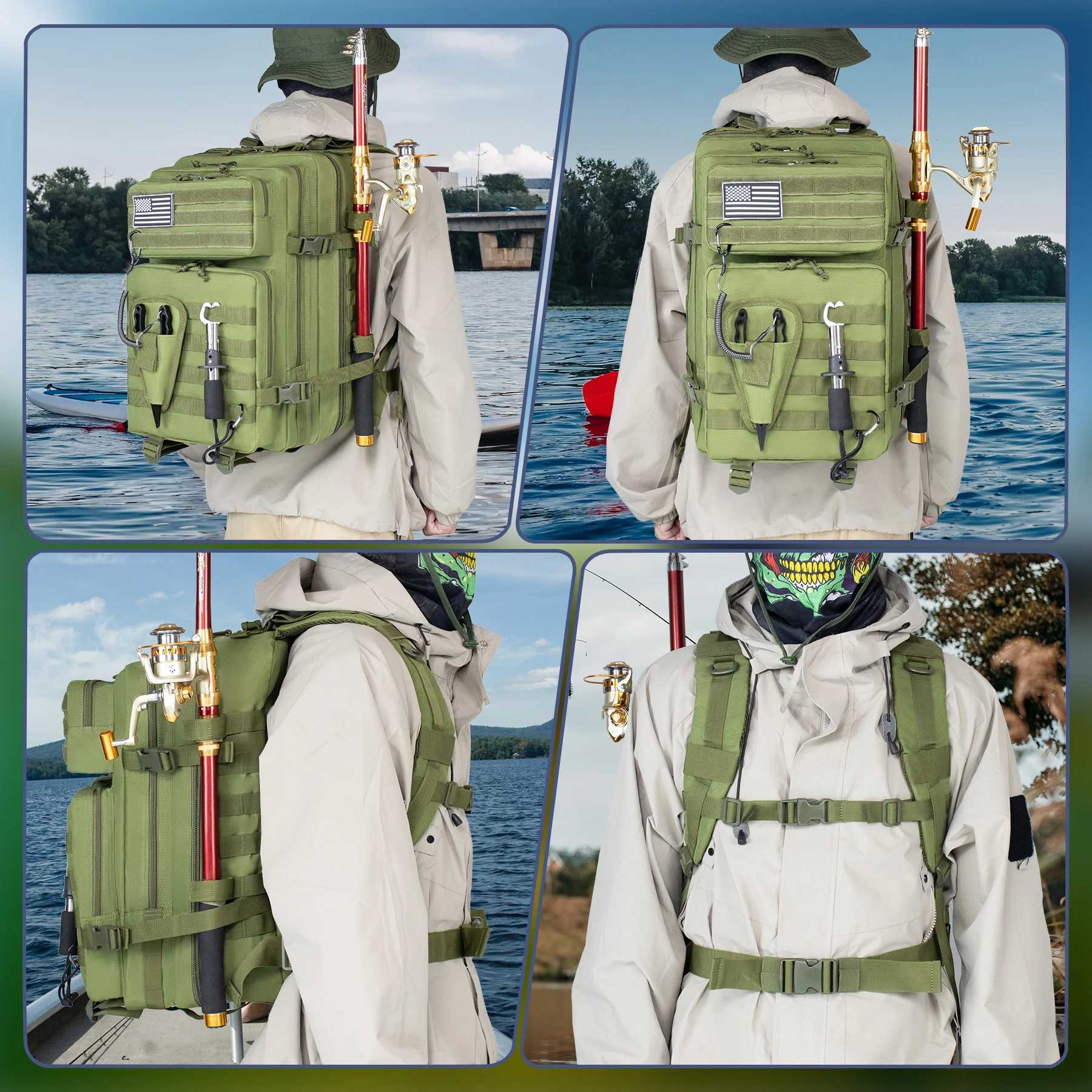 45L Fishing Hunting Bag Tactical Backpack Mens Travel Large Capacity Rucksacks Men Waterproof Outdoor Z250411