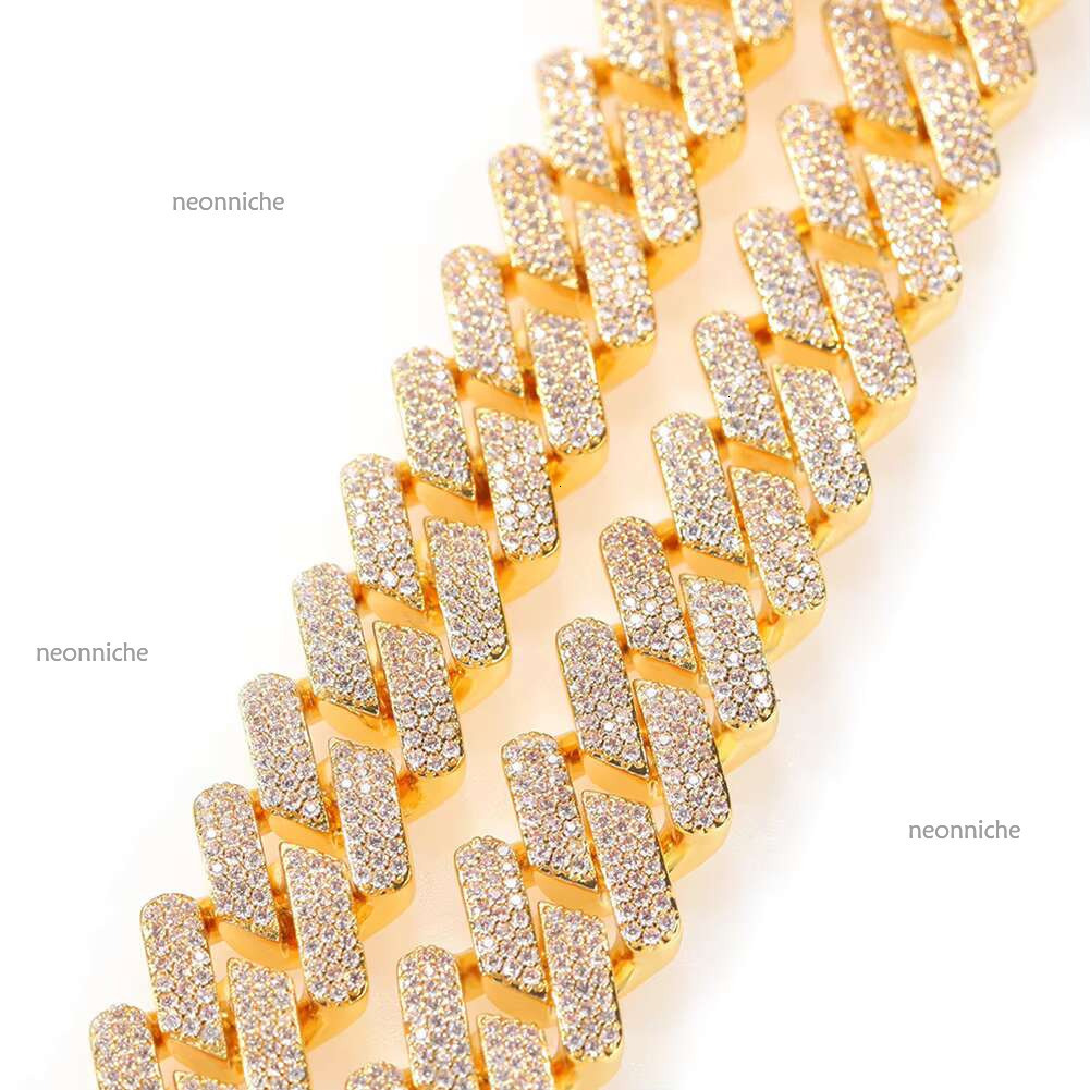 2025 New Trendy Fashion Jewelry 10mm 14mm Tow Rows Moissanite Men's Hip Hop Gold Plated Cuban k Chain Necklace