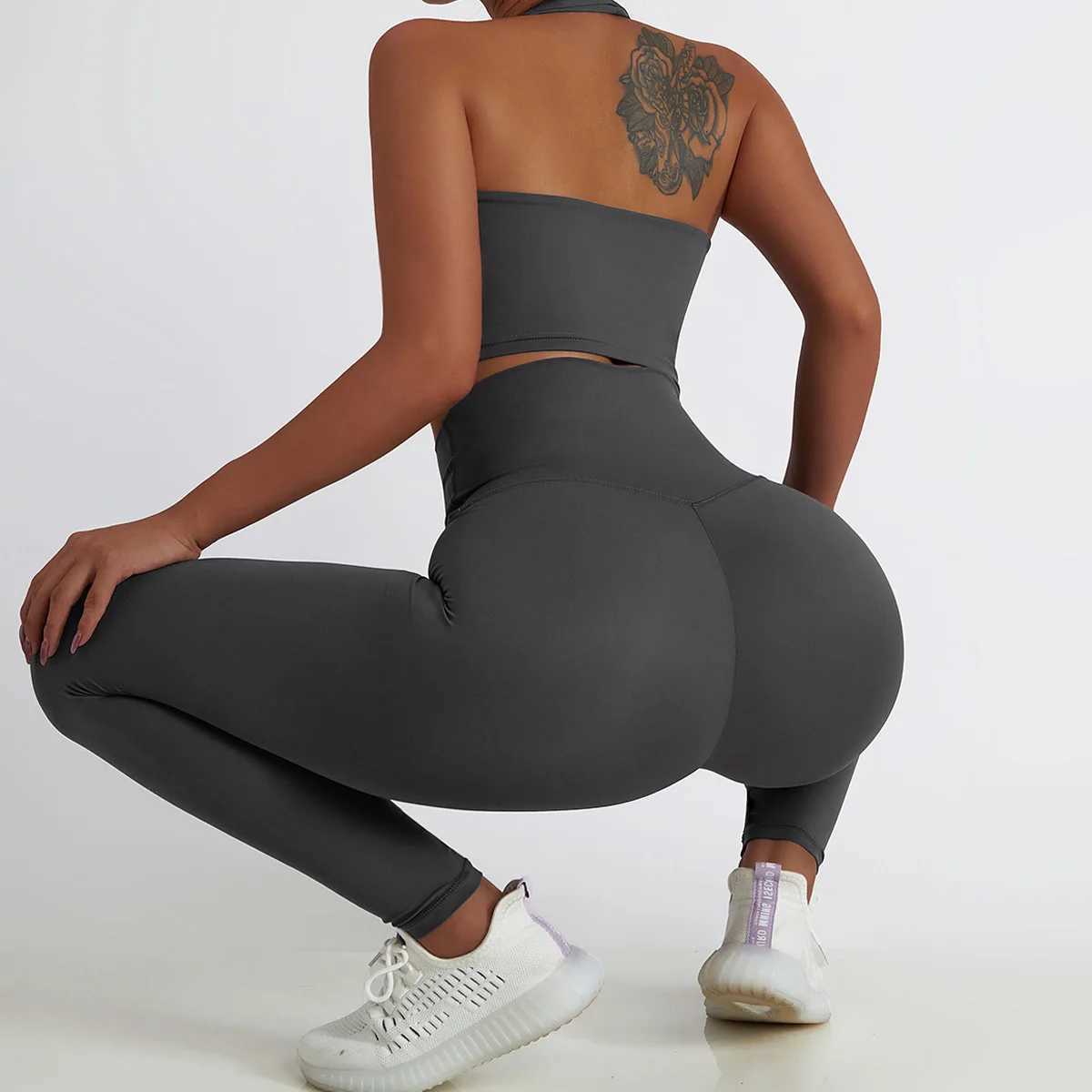 New Women Tracksuit Yoga Set Workout Sportswear Gym Clothing Fitness Long Sleeve Crop Top High Waist Leggings Sports short Suits J251112
