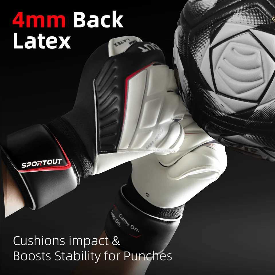 Upgrade professional football goalkeeper gloves with full latex on both palms and backs breathable and snug designW251112