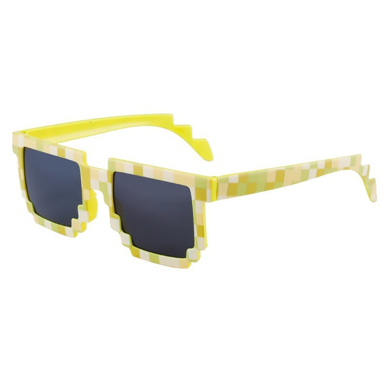 New Funny Wedding Party Sunglasses Net Red Wind Building Block Color Grid anime Square Mosaic