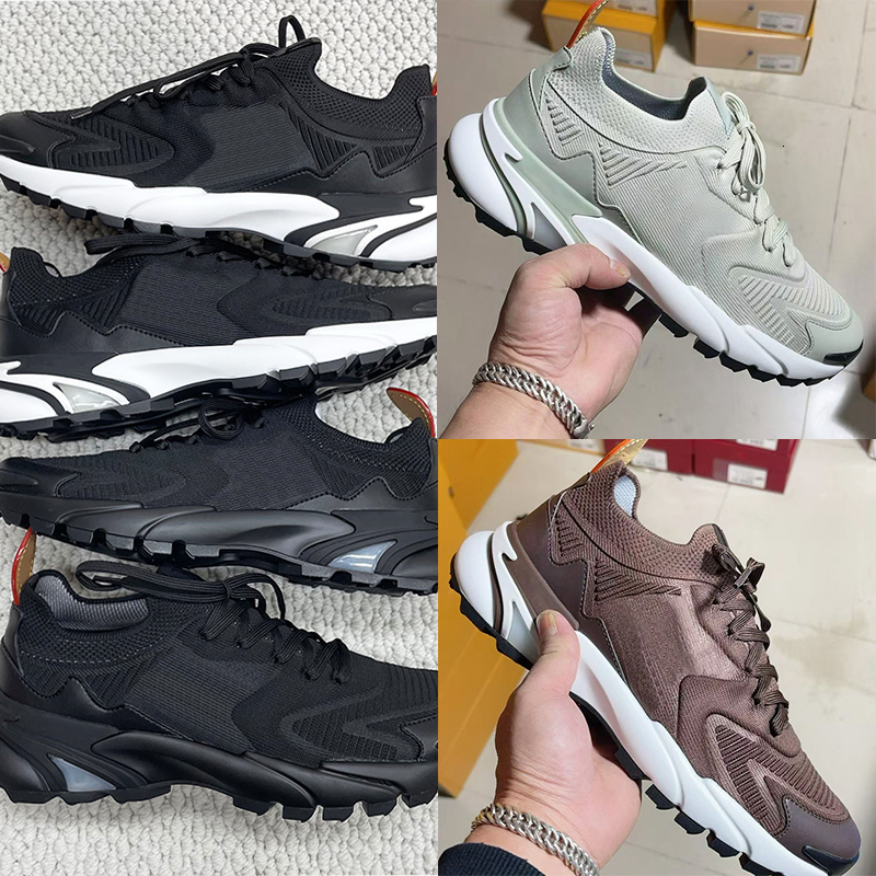 Lastest Men Designer Sneakers L Runner Tatic Sneaker 10A Knit Running Shoes Calf-leather Trim Trainers Lace-Up Fashion Casual Shoes 892