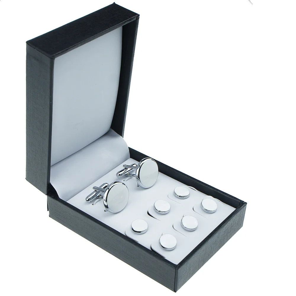Mens Cufflinks High Quality Set Evening Dress Stud Shirt Cufflinks Set with Button 8-Piece Set with Box Stud 250409