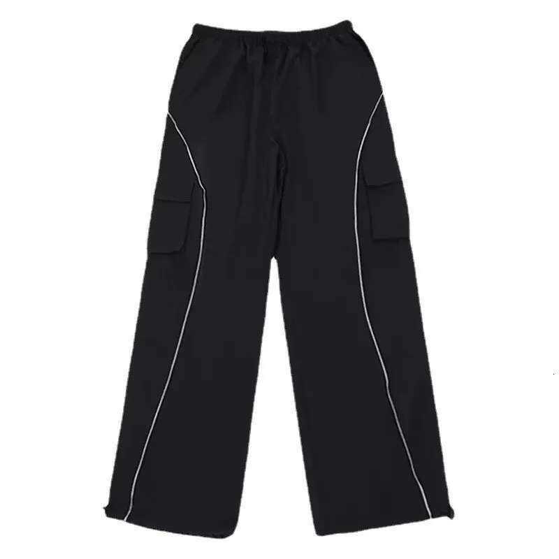 New Fashionable Drawstring Loose Y2k Work Women's Mid Waist Sports Retro Street Pocket Wide Leg Jogging Pants