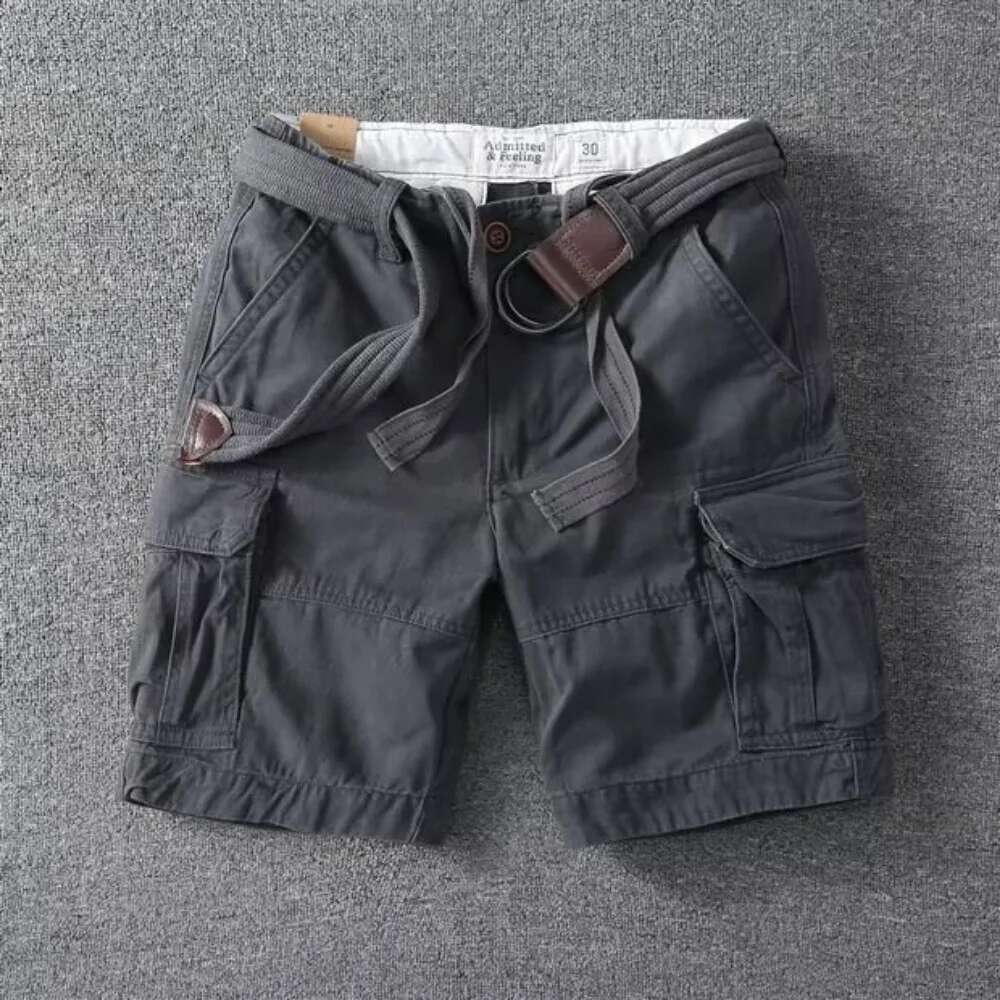 White Men Shorts Loose Large Size Multi-Pocket Overalls Summer Cotton Comfortable Nickel Outdoor Casual Sports Beach Pants