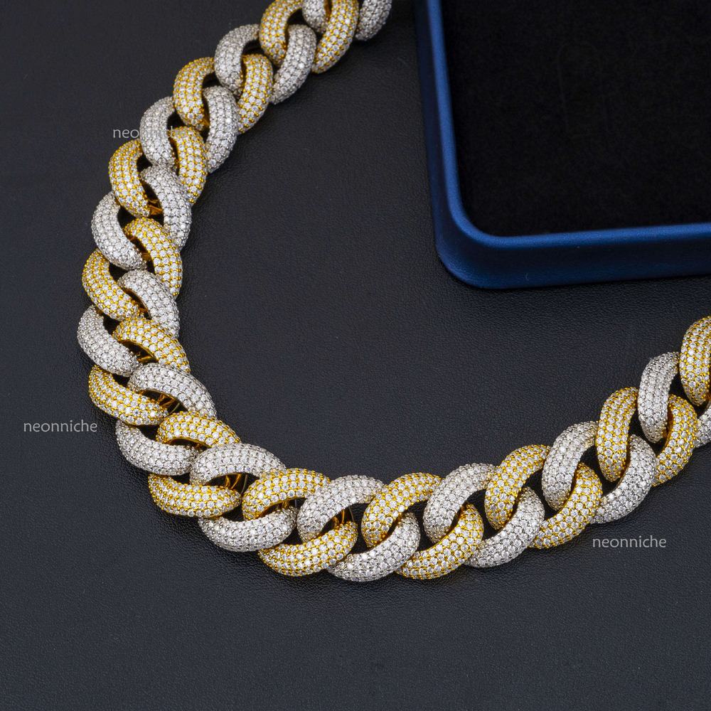 Hot Selg Custom Design Men's Sterg Sier Gold Pated VVS Moissanite 10mm Chain Hip Hop Cuban Necklace