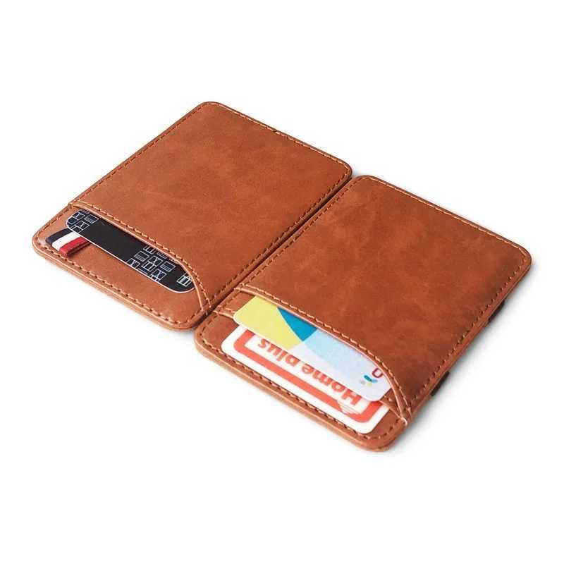 New fashion ultra-thin mens leather magic wallet Korean designer card holder womens small cash clip Bilfold mens wallet Z250411