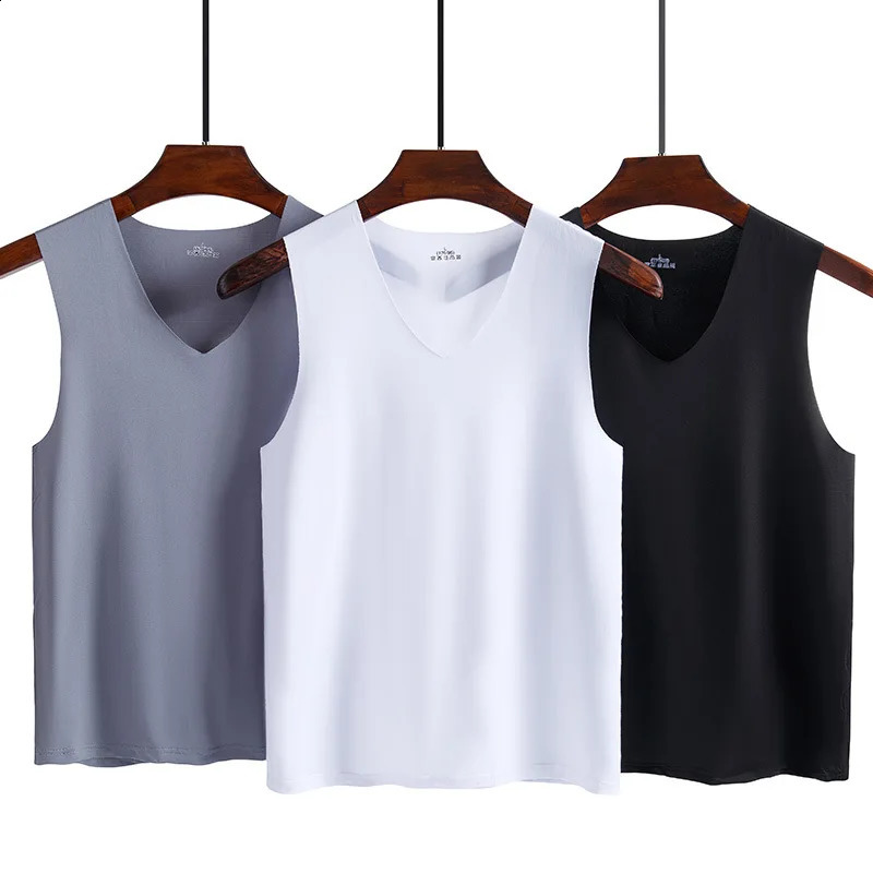 Mens underwear summer vest mens trackless ice silk ultrathin fitness sweatshirt sleeveless breathable single sleeve 250407