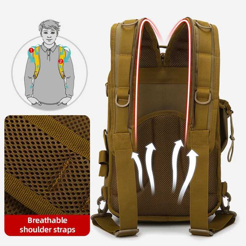 Fishing Tactical Backpack with Rod Holders Chest Bag Fish Box Accessories Large Capacity Outdoor Hiking Climbing Sports Bag Z250411