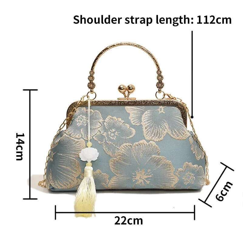 Chinese Style Embroidered Shoulder Elegant Handbag Retro Small Square Bag Wedding Party Designer Women Evening Clutch