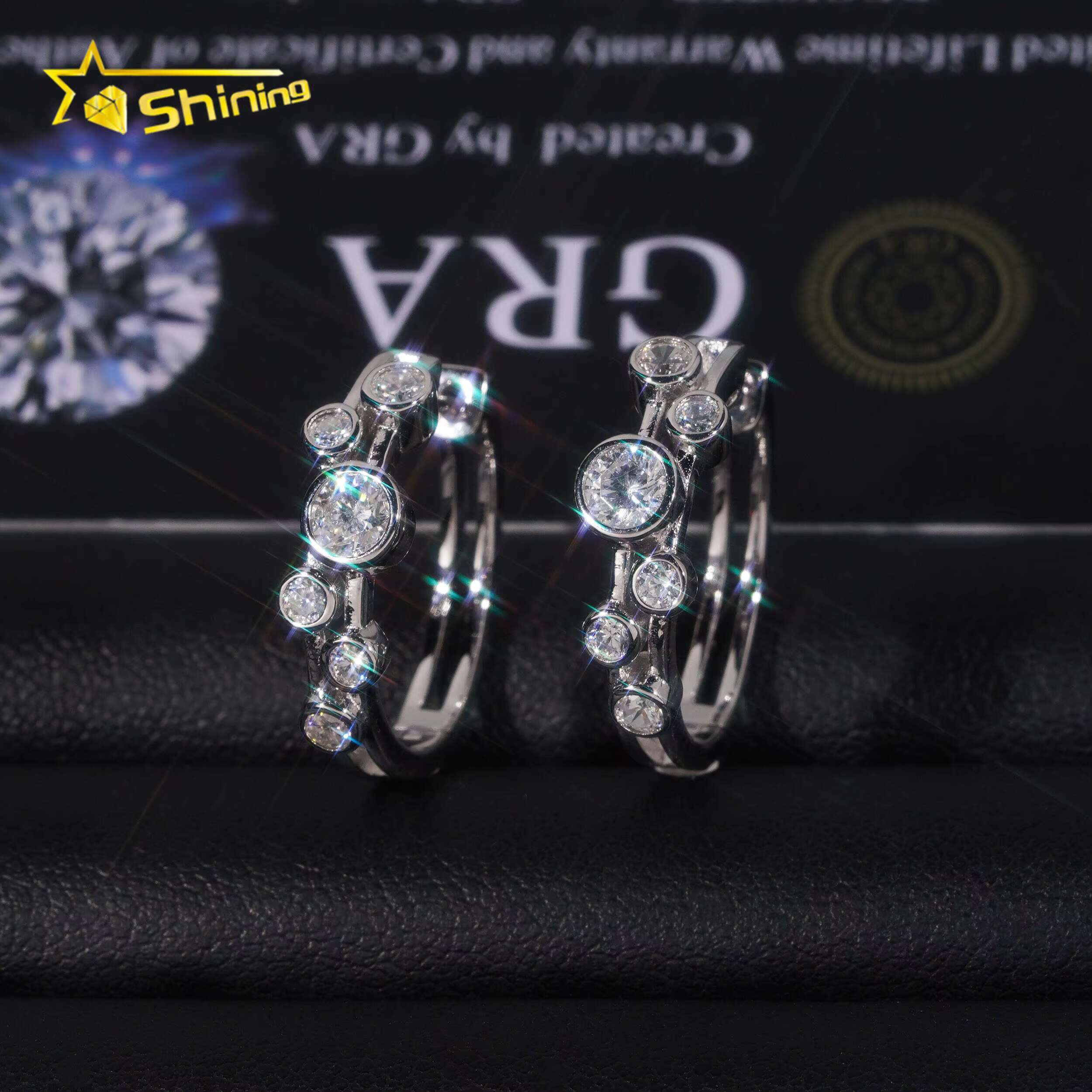 High Quality Hip Hop Jewelry 925 Sterling Silver Gold Plated Iced Out Moissanite Hoop Earrings Fashion Stud Earrings With GRA