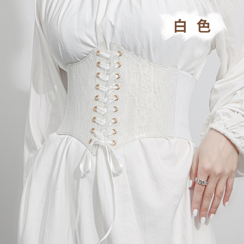 Fashion Wide Lace Women's Versatile Dress Top Decorative Silk Elastic Belt Waist Cover