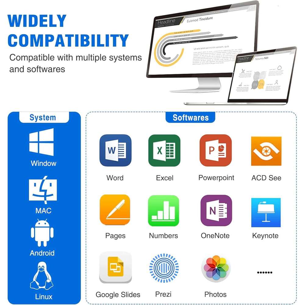 DINOSTRIKE Wireless Presenter Remote with Air Mouse Control, Rechargeable USB Presentation PPT Pointer RF 2.4GZ PowerPoint Clicker Slide Advancer for 