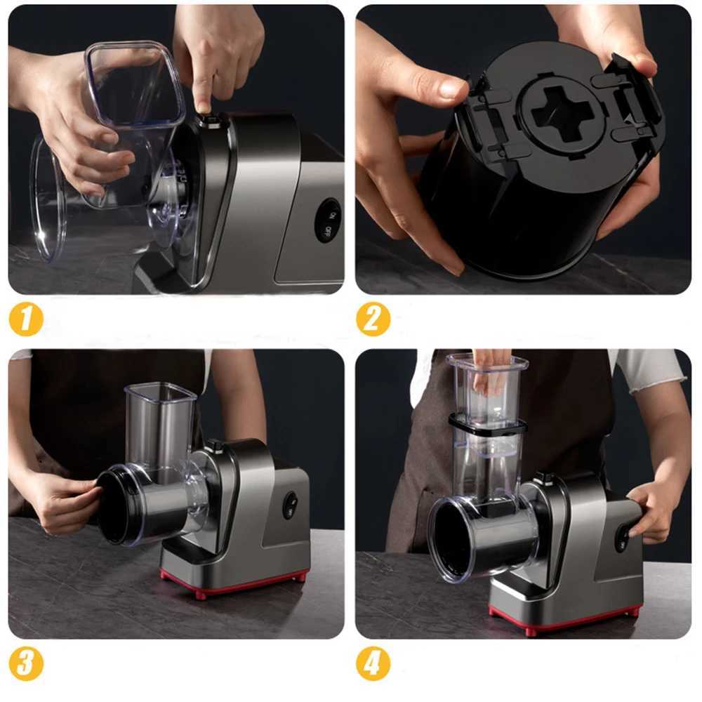 LMETJMA 250W 5 in 1 Electric Vegetable Slicer Shredder Automatic Salad Shooter Machine Cheese Grater Carrot Cabbage Cutter JT253 L251112