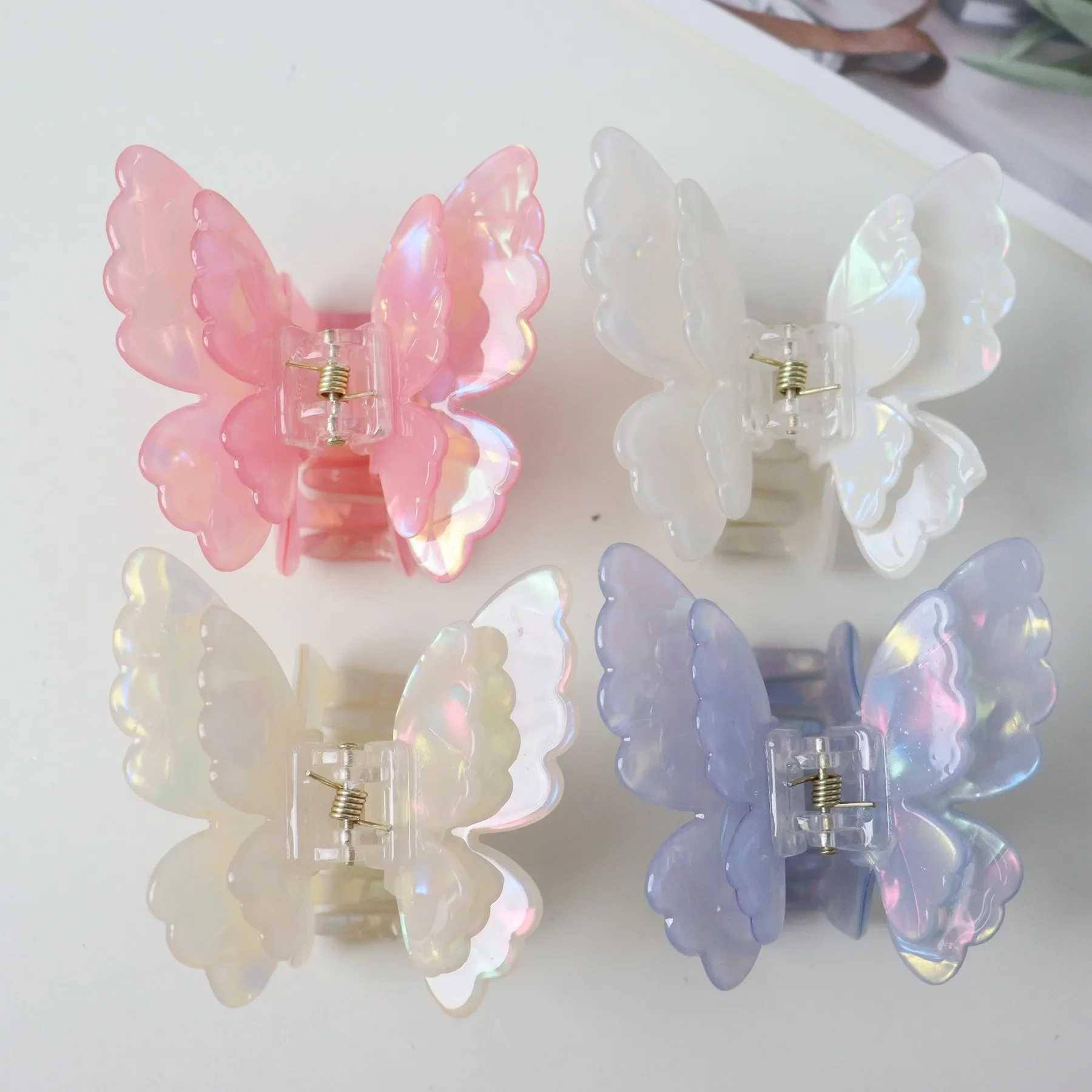 Fairy Gradient Colorful Butterfly Hair Claw French Retro Acetate Crab Hairpin Womens Fashion Headwear Hairpin Y2504012