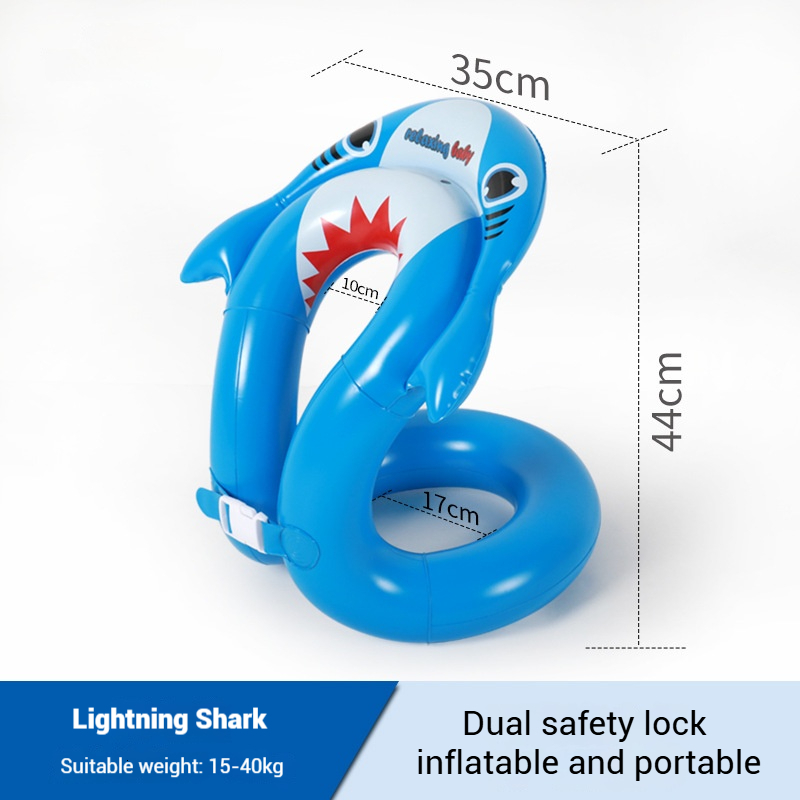 2025 Summer S-Type for Ages 3-8, Eco-Friendly PVC Blue Underarm U-Type Swim Ring with Double Airbags, Swimming Aid