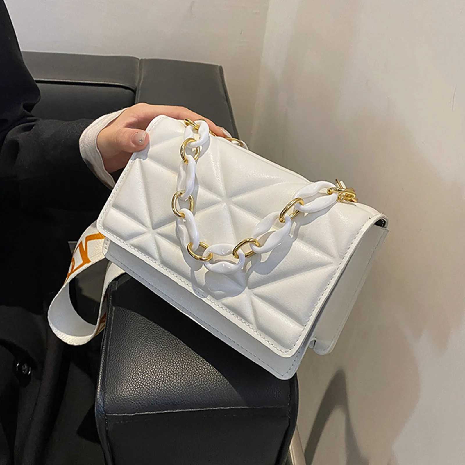 WomenS One-Shoulder Small Square Bag Simple Printed Wide-Band Messenger Bag Elegant Baguette Bag For Banquet Dance BusinessT2511112