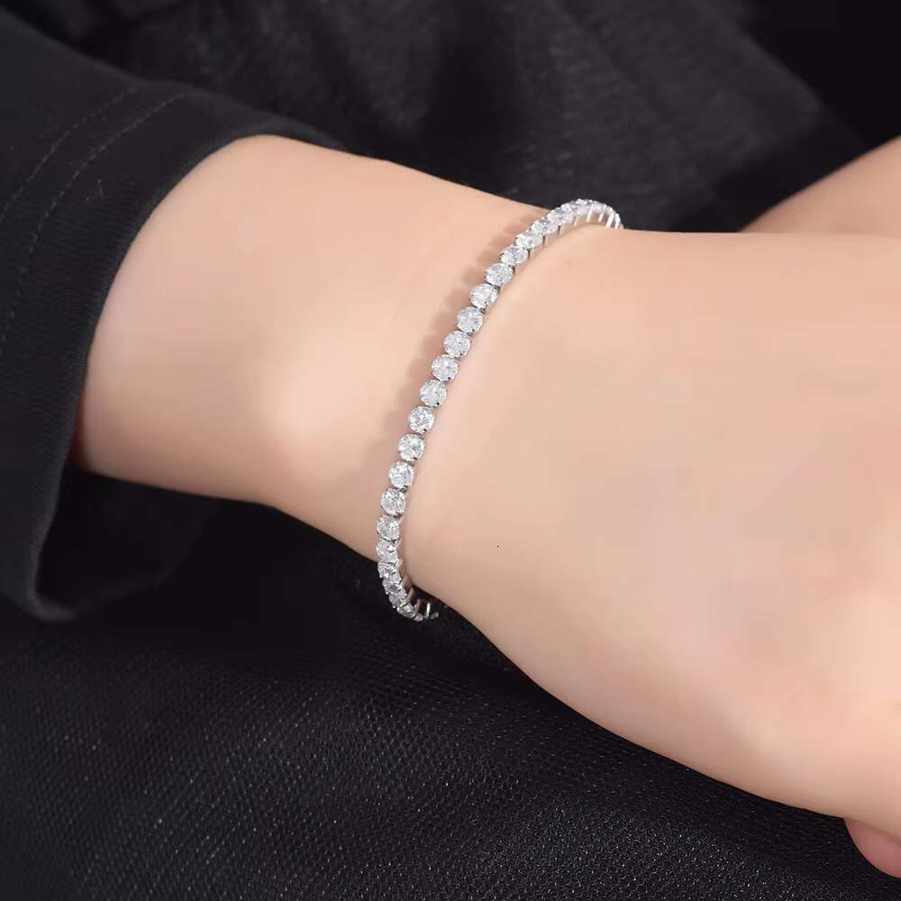 SDA 3 mm Tennis Zircone Bracelet Stainless Steel Black Moissanite Chain Jewelry Set