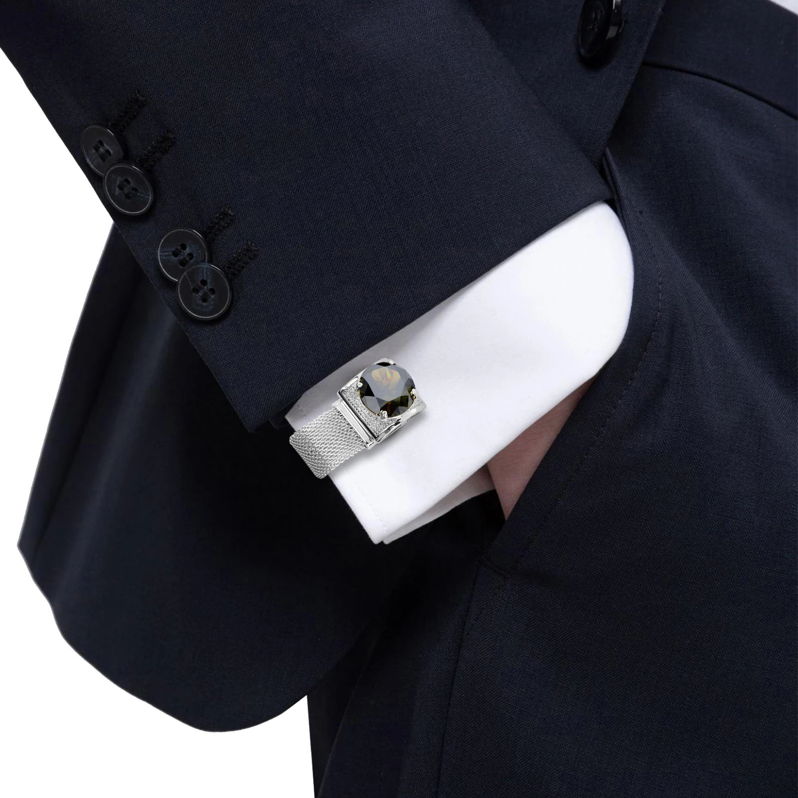 Heisen crystal mens cufflinks silver chain mens French shirt cufflinks wedding birthstone cufflinks gifts 250409