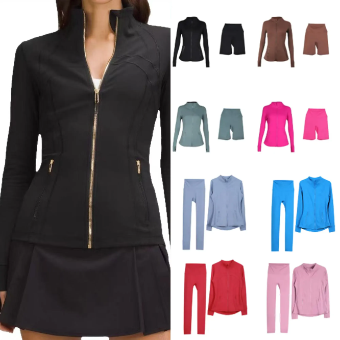 5A Women Yoga pants Gold zip luluity lemoner jacket Outfit sets bra set defines jacket set Women clothes luluity lemoner legging jakets sets designer leggings pant