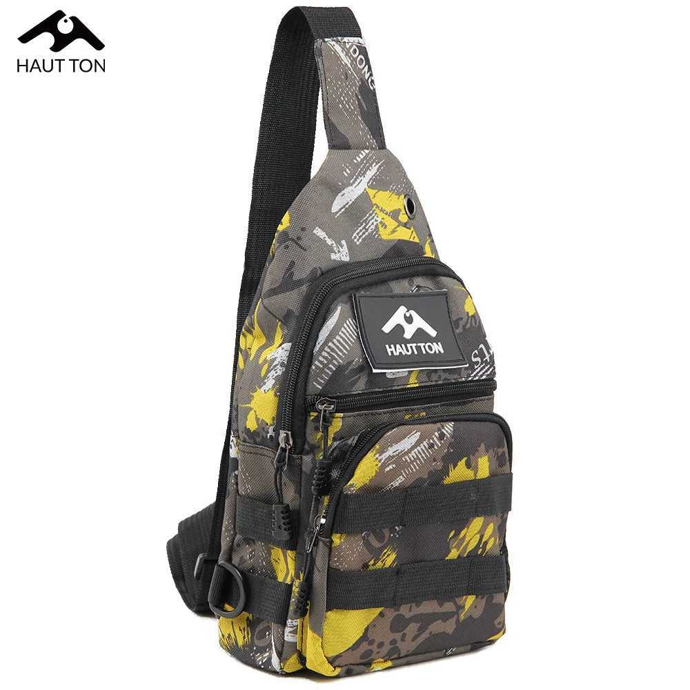 Multifunctional Camouflage Lure Fishing Bag Outdoor Shoulder Sling Crossbody Waist Pack with Rod Holder for Anglers Z250411