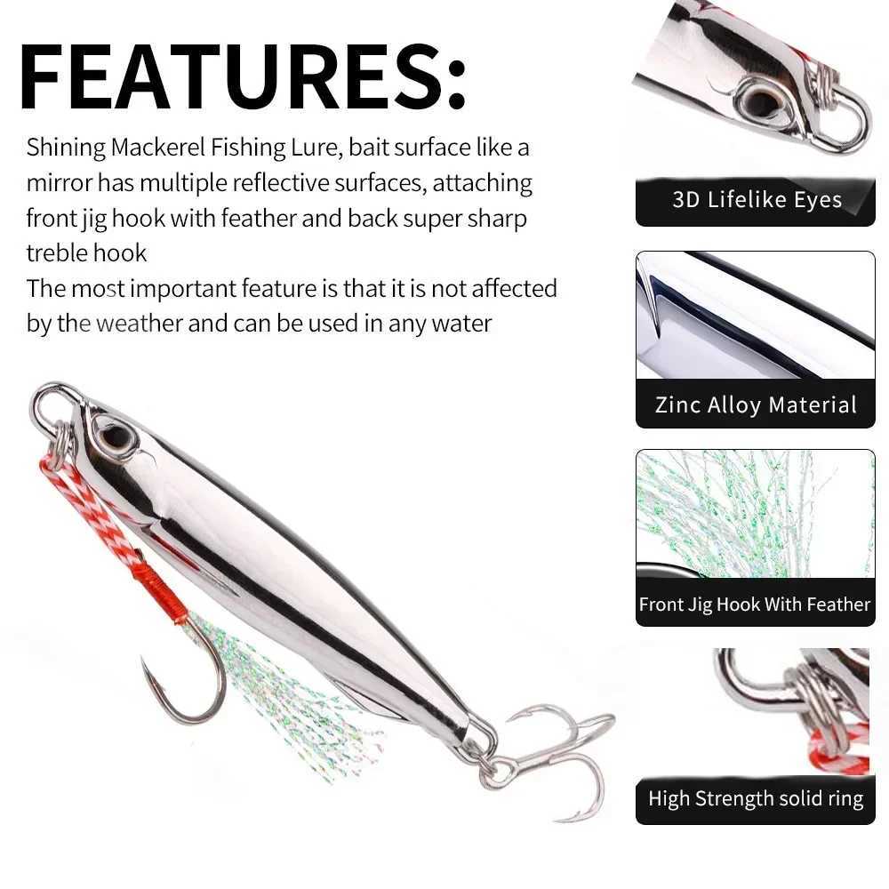 1PCS Japanese Metal Lure Bait Strong Fish Induction 7g-30g 40g 3 Color Metal Fishing Lure Zinc Alloy Long Bait Bionic Fake Bait Z250411
