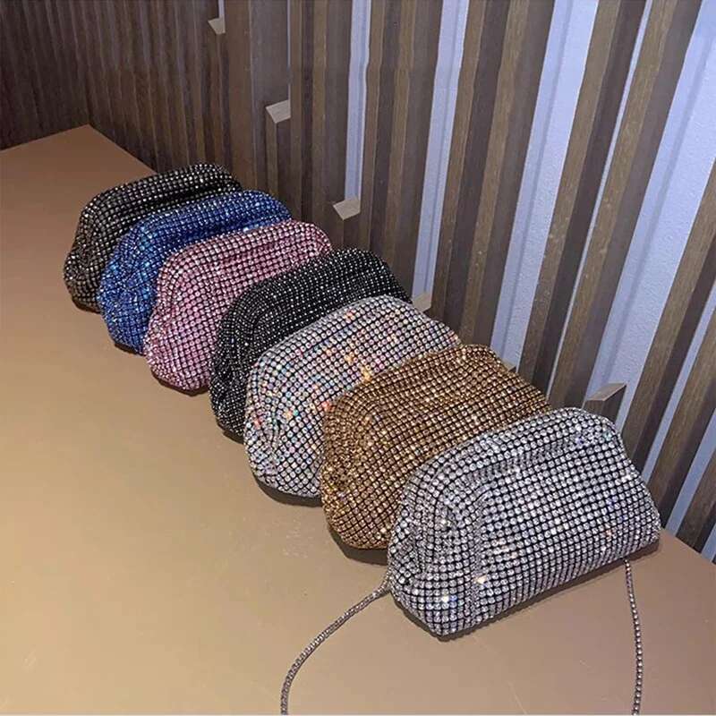 French Style Dia Evening Encrusted Shell Bag Women's Hand-Held Banquet Ladies Cosmetic Bags For Makeup