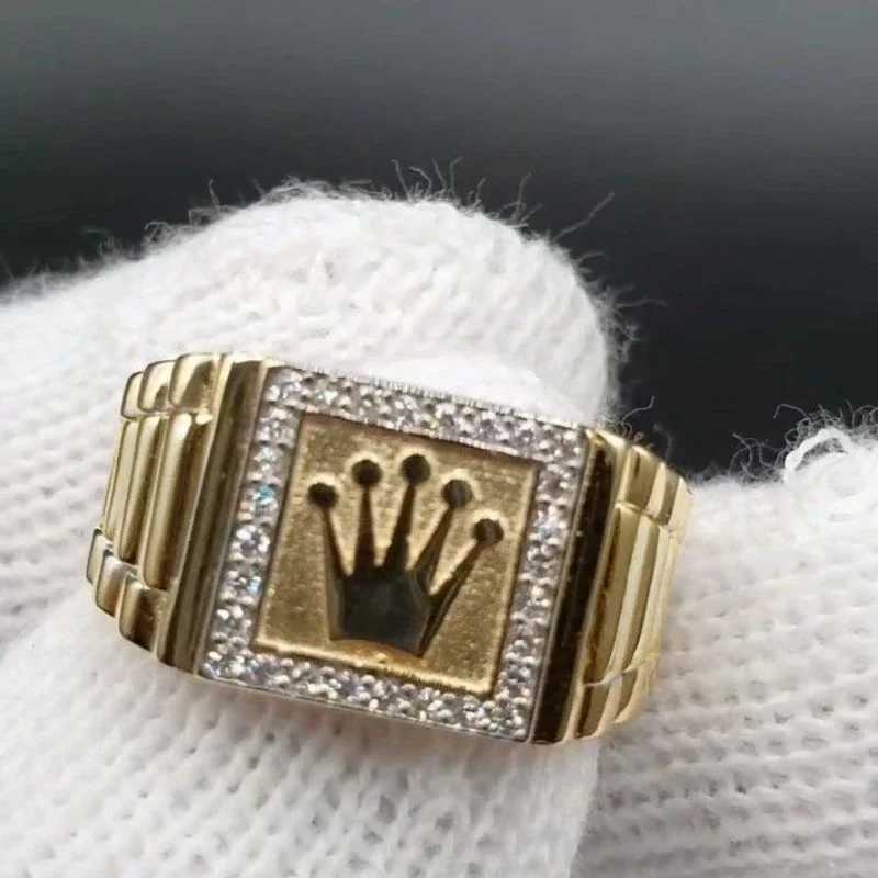 European and American retro domination zircon inlaid crown mens ringXJ250412