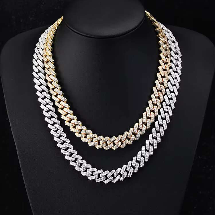 13mm Wide Cuban Bracelet 18K Gold Plated VVS1-D Moissanite Pass Diamond Test Cuban Chain