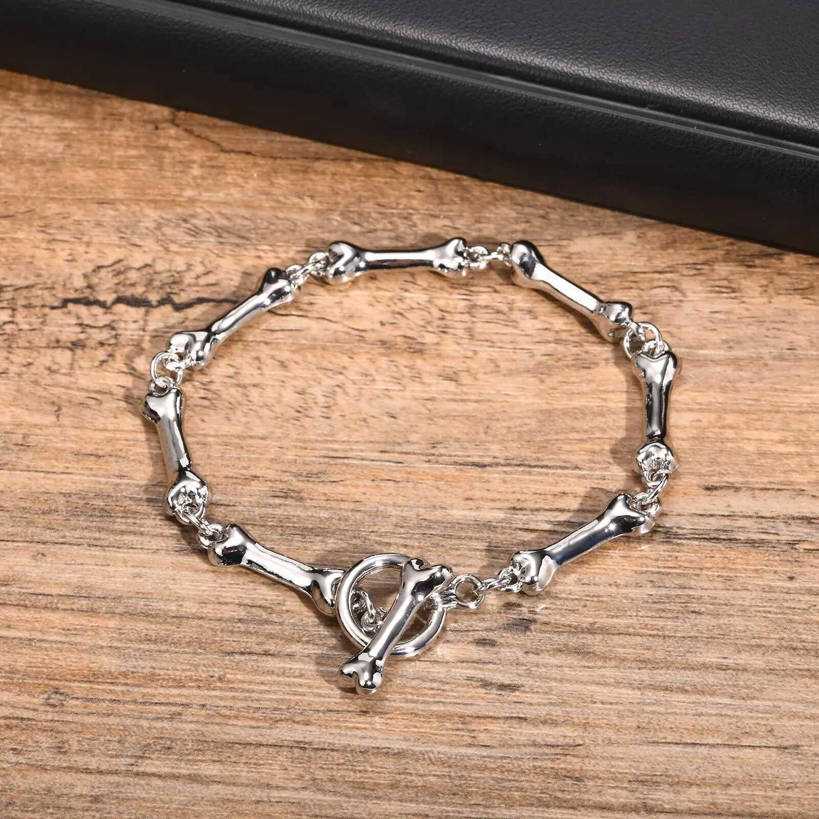 Bone Chain Link Bracelets for Men Boys22CM Metal Chain Wristband with OT BuckleNew Hiphop Jewelry Anniversary Birthday GiftsC250411