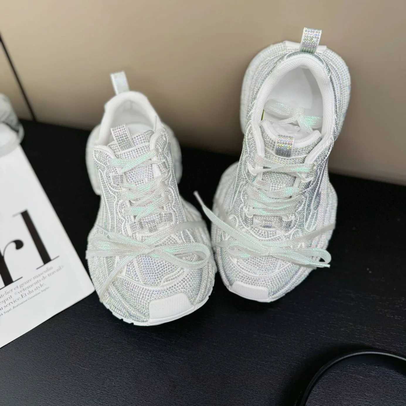 2025 Gypsy Rhinestone Thick-soled Fried Street Wens Spring New Straps Ins Trendy Casual Platform Sneakers Dad Shoes Z250411