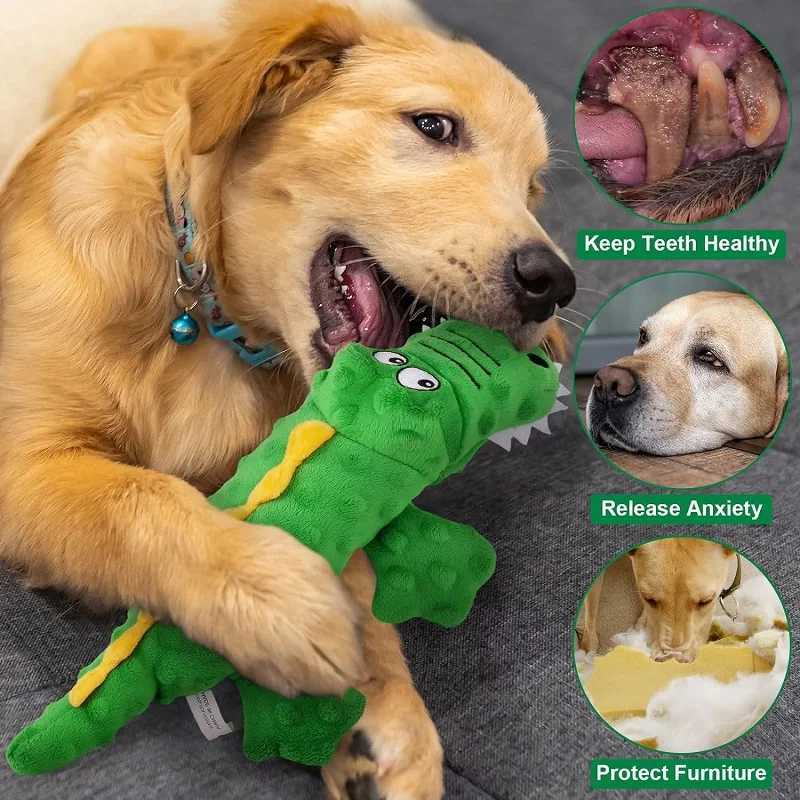 High Quality Plush dog toy crocodile squeeze pet toy for small medium and large dogs interactive dog teeth cleaning chewing toys pet supplies T2504012