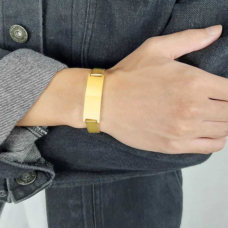 Vnox 10/16mm Adjustable Bracelets for Men Women Mesh Band Stainless Steel Metal Unisex Casual JewelryC250411
