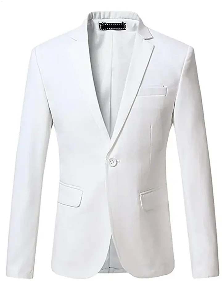 1 white mens jacket 1 button grooms evening gown business jacket notch lapel jacket party ball 250411