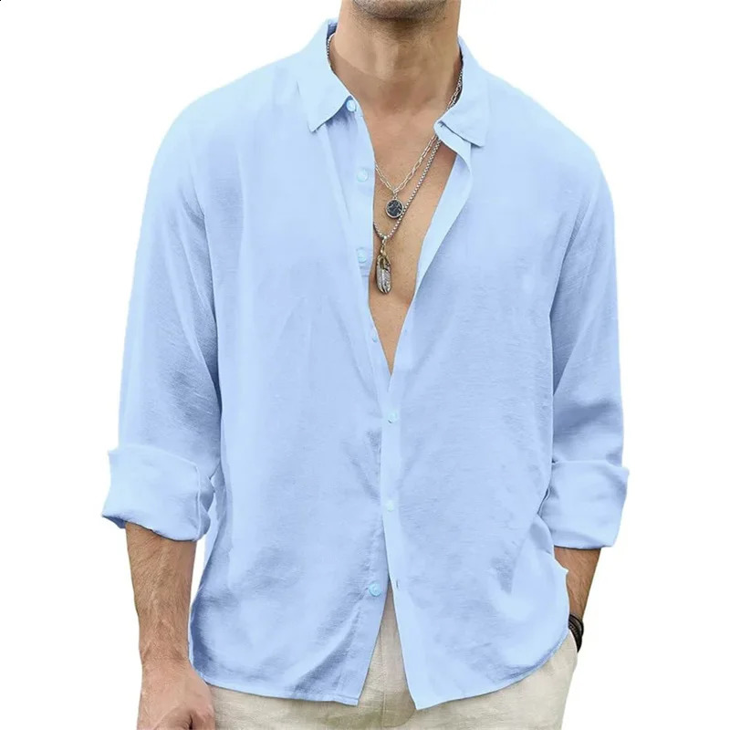 Mens shirts linen shirts regular men casual loose single chest shirt casual spring summer mens tops fast delivery xs-6xl size 250411