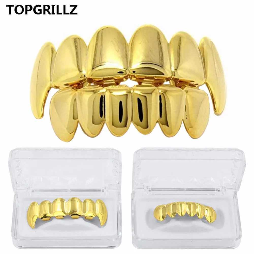 TOPGRILLZ New Color Rose Gold Plated Hip Hop Teeth Grill Hat Top and Bottom Grill Set Christmas Party Vampire Teeth Grill W250412