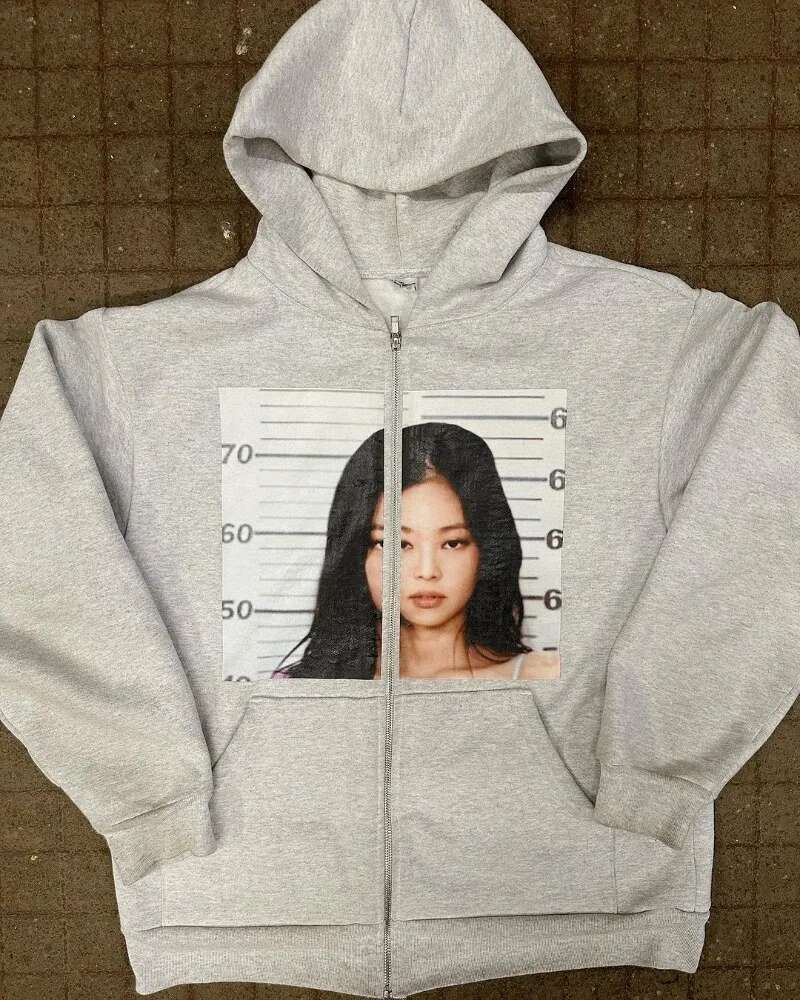 Y2k Summer Retro Nostalgic Casual Zipper Hoodie Men Haruku High Street Fashion Brand Portrait Print Oversized Sweatshirt Women